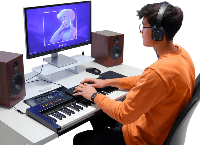 teenage boy composing music for games.png